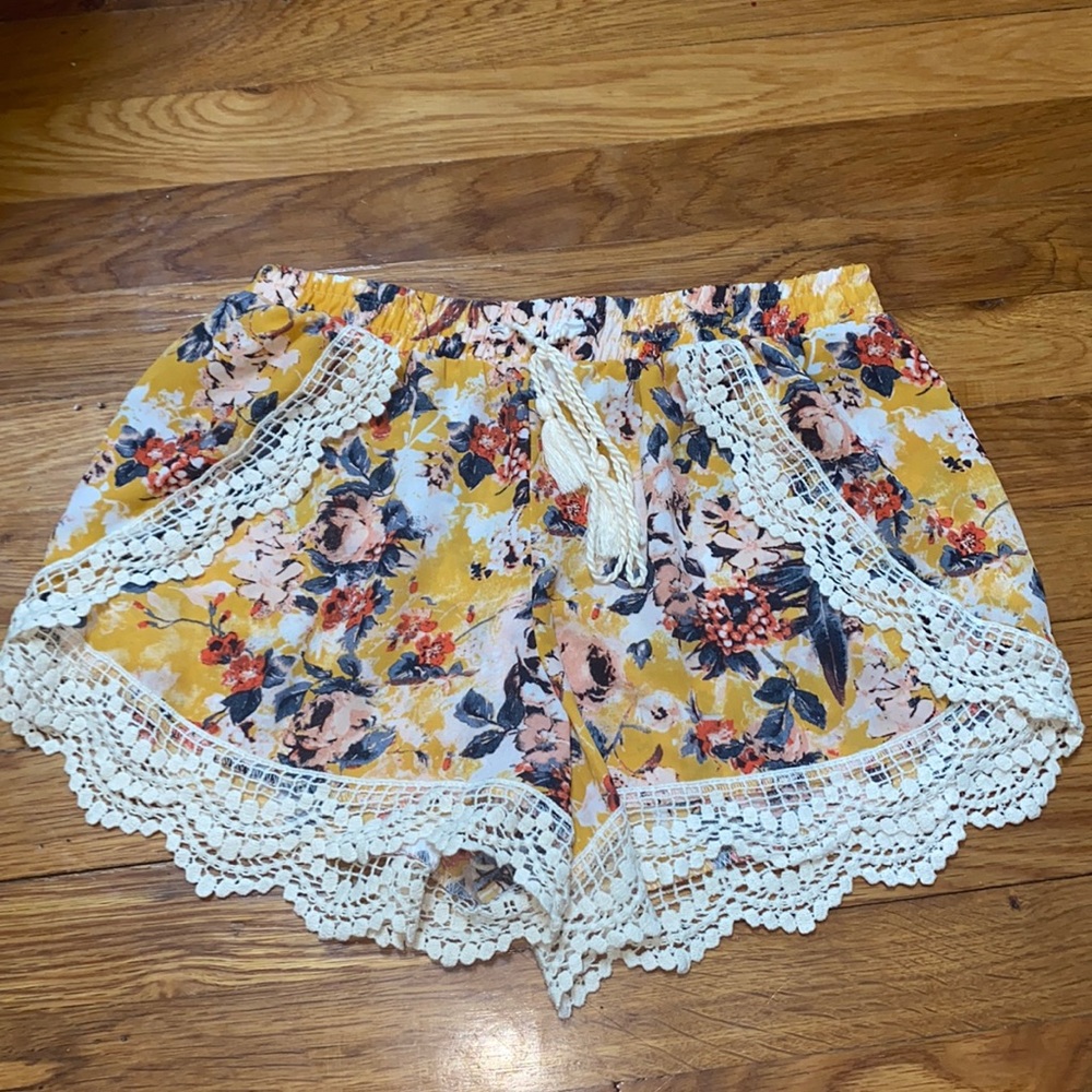 Floral & Crochet Shorts